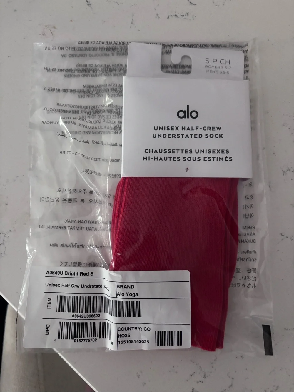 Alo Yoga Unisex Half-Crew Sock - Bright Red